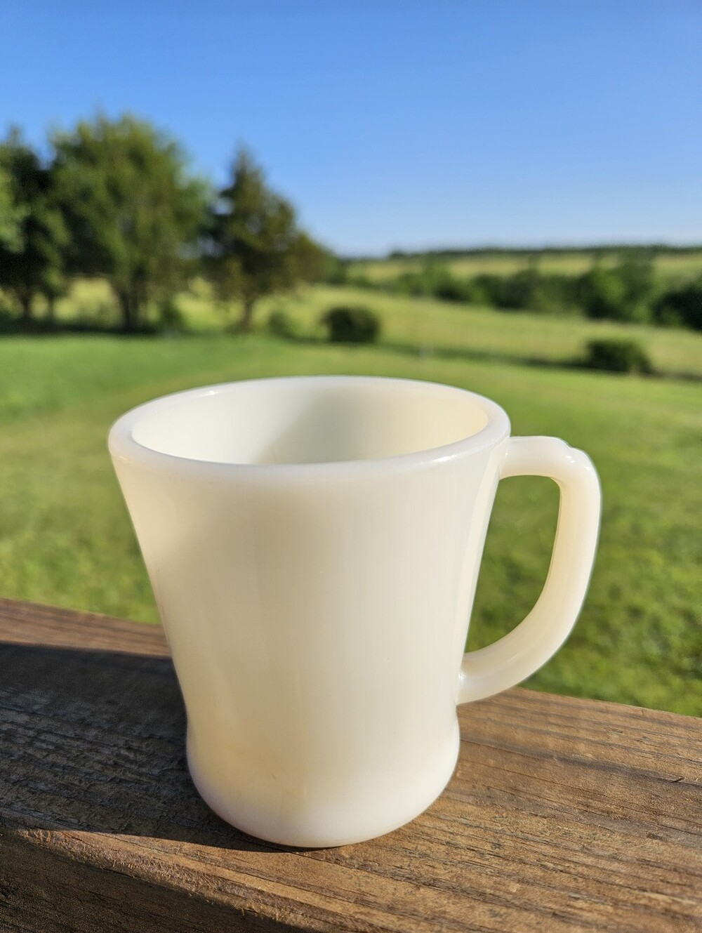 Vintage Fire King Anchor Hocking White  D-Handle Coffee Cup Mug-1940s